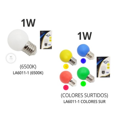 Bombillo Led 1w Pinpon Colores E27 110v Decorativo Eventos