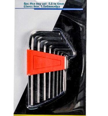 Juego llaves hexagonales Ranger de 1.5m a 6mm x 8 pcs Clip Rojo 2004091
