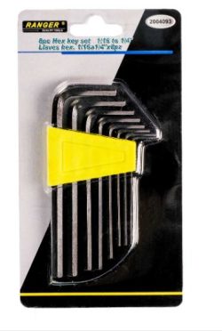 Juego Llaves Hexagonales Ranger 1/16" a 1/4" *8 Pz  Clip Amarillo 2004093