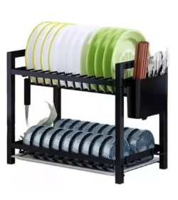 Secador Escurridor De Loza Platos 2 Niveles Color Negro