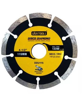 Disco Diamantado Segmentado Uyustools 4 1/2" Seco Ddu115