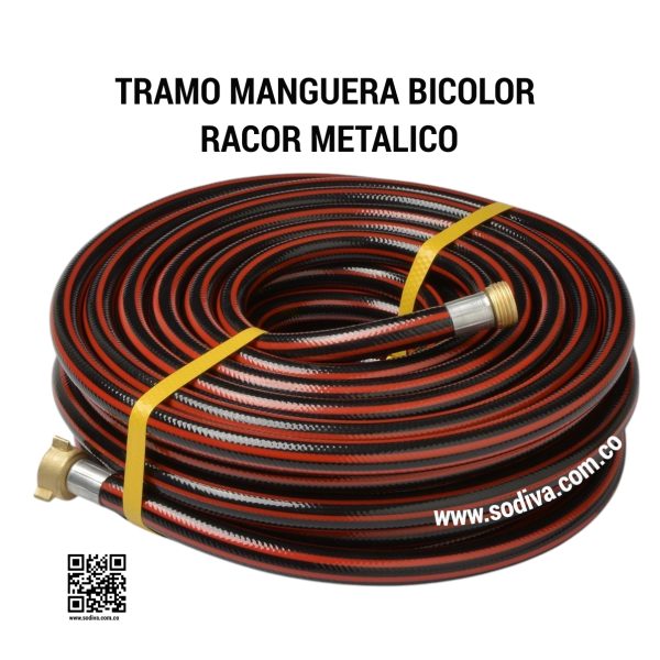 Rollo Manguera Bicolor 15 Metros Acople Metalico