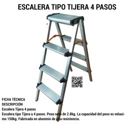 ESCALERA TIPO TIJERA 4 PASOS ALUMINIO