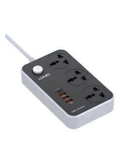 Multitoma de 3 Salidas Ldnio SC3412 con Usb color gris largo del cable de 2m 10A
