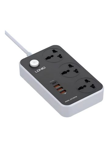 Multitoma de 3 Salidas Ldnio SC3412 con Usb color gris largo del cable de 2m 10A